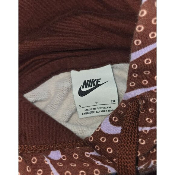 Nike Womens Cropped Brown Hoodie Small Polka Dot & Swoosh - Picture 5 of 6